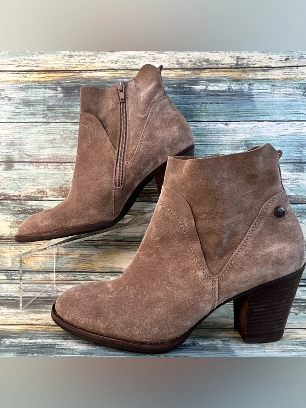 Paul Green Nora Ankle Boot Womens Size US 8.5 Soft Brown Suede Dress Work Zip Up